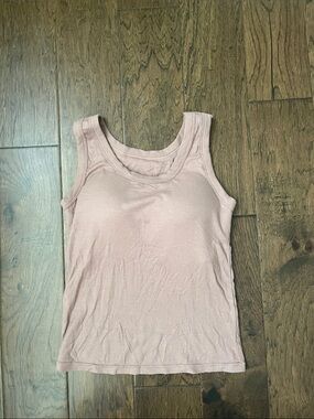 Women’s Ribbed Tank Top in Dusty Pink built-in bra xs